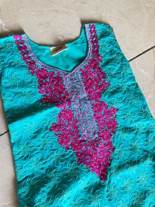 Teal Embroidered Kurta