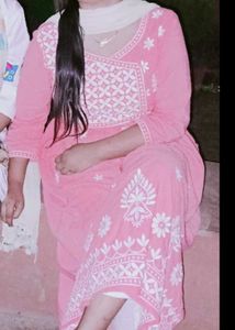 Pink Embroidered Frock Set