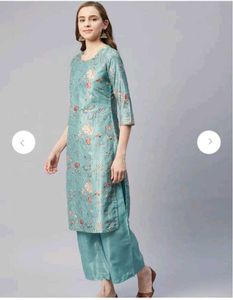 Rangriti Floral Print Teal Palazzo Suit
