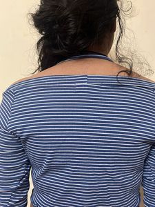 Striped Cut-Out Crop Top