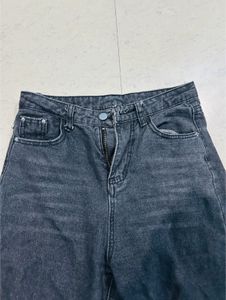 Charcoal Black Net Ribbed Denim