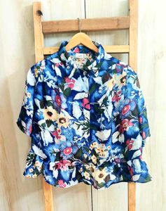 Floral Print Peplum Crop Top Size-44