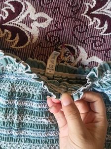 Sage Green Smocked Top