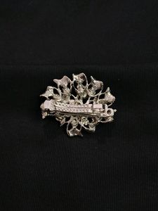 Peacock Embellish Hair Clip, Silver Colour