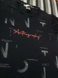 Black Typography Print T-Shirt