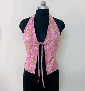 Pink Floral Halter Vest 🩷