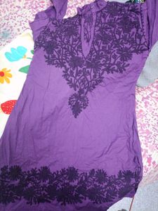 Purple Chikenkari Kurta