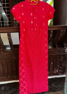 Red Patterned A Line Top