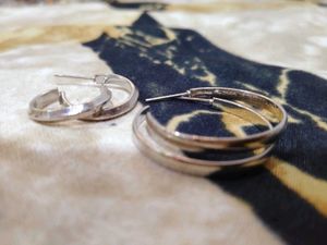 Silver Hoop Earrings (Pair Of Two)