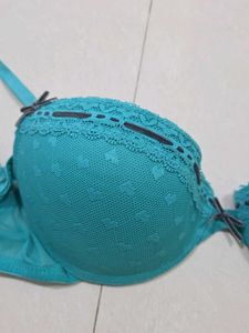 Teal/ Cyan Lace Bra from Paris