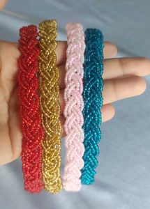Braided Beaded Hairbands - Set of 4