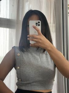 Grey Knit Sleeveless Top