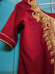 Maroon Colour Kurta Plazo Dupatta Set