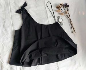 Thrifted One-Shoulder Side Tie Flared Top