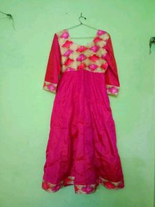 Pink Anarkali Dress with Floral Detail