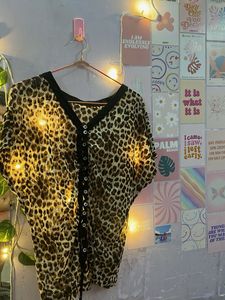 Leopard Print Button-Up Top