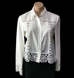Zara Crochet Trim Button down Shirt