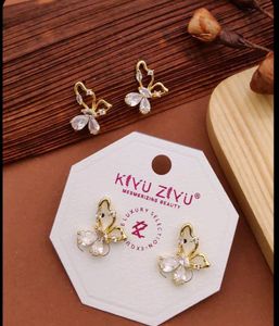 Butterfly Earrings - Gold & Crystal/ Anti Tarnish