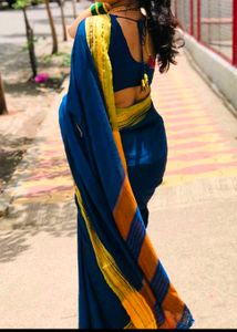 Elegant Blue Pure Irkal Saree With Blouse