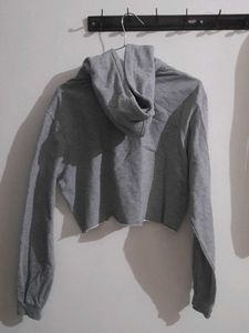 Gray Cropped Hoodie