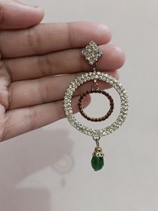 Red,green&amp;silver Color Earrings