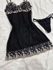 Black Floral Lingerie Set