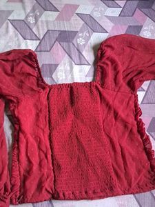 Burgundy Ruched Crop Top