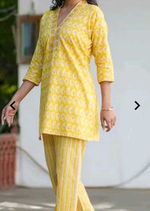 Yellow Printed Kurta Set