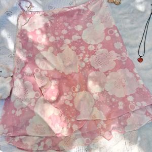 Printerest Pink Floral Wrap Skirt