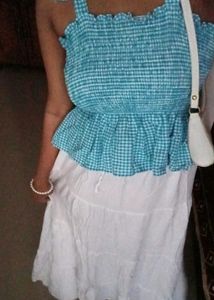 Korean Style Gingham Peplum Top