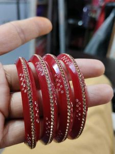 Red & Gold Embellished Bangle Set