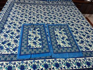 blue Floral Print double bed Bedsheet