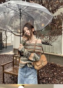 Chic Off-Shoulder Blue Knit Sweater