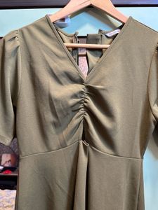 Cover Story Olive Green A-line Cutout Dress