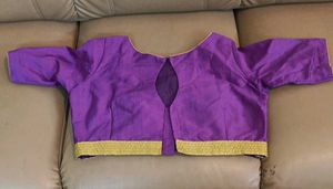 Purple &amp; Gold Readymade Saree Blouse