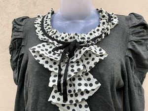 Gray Top with Polka Dot Ruffle