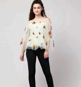Floral Embroidered Off-Shoulder Top