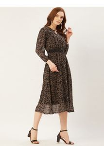 Stylish Animal Print Midi Dress