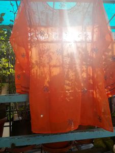 Orange Embroidered Kurta