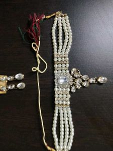 Elegant Pearl & Rhinestone Necklace & Earrings Set