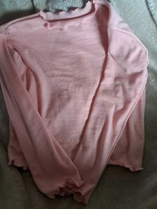 Pink Ribbed Quarter Sleeve Top