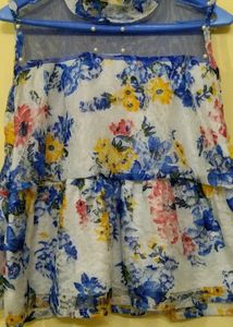 Blue Net Floral Top