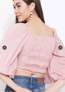 Pink Ruched Crop Top