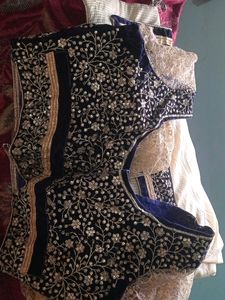 Full Embroidery Work Velvet And Net  Blouse And Saree