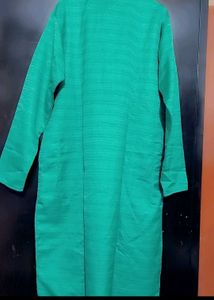 Sea Green Kurta Navy Blue Pajami Set For 46 Chest