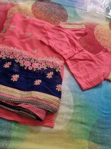 Elegant Pink Saree with Blouse