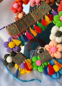 Oxidised Colourfull Choker With Earrings ❤️