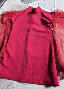 Maroon Puff Sleeve Top