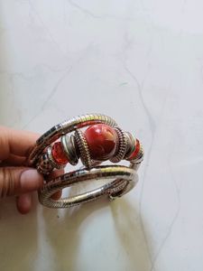 Ethnic Red Bangle Bracelet