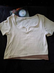 Cute Beige Crop Top